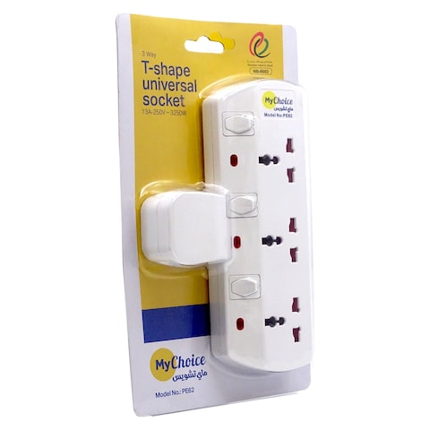 MyChoice 3-Way T-Shape Universal Wall Socket Adapter