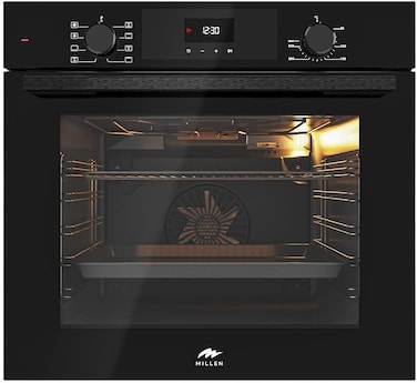MILLEN MEO 6002 BB 73L Electric Oven - Energy Class A, 8 Cooking Modes, 60 cm, SCHOTT Double Glass Door, Glass finish, Mechanical and Touch Control with Timer, 3 Year Warranty