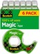 Scotch Ruban Magic Tape, 6 Rolls original matte finish, invisible tape, preferred tape for office, home offices and schools. 19mm x 27,9 (3/4 PO x 1100 PO).