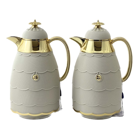 Home Maker Tea And Coffee Vacuum Flask Set SPD-LSGG Grey And Gold 1L+1L 2 PCS