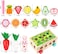 Wooden Fruit and Vegetable Harvest Game for Kids with Worm Pegs
