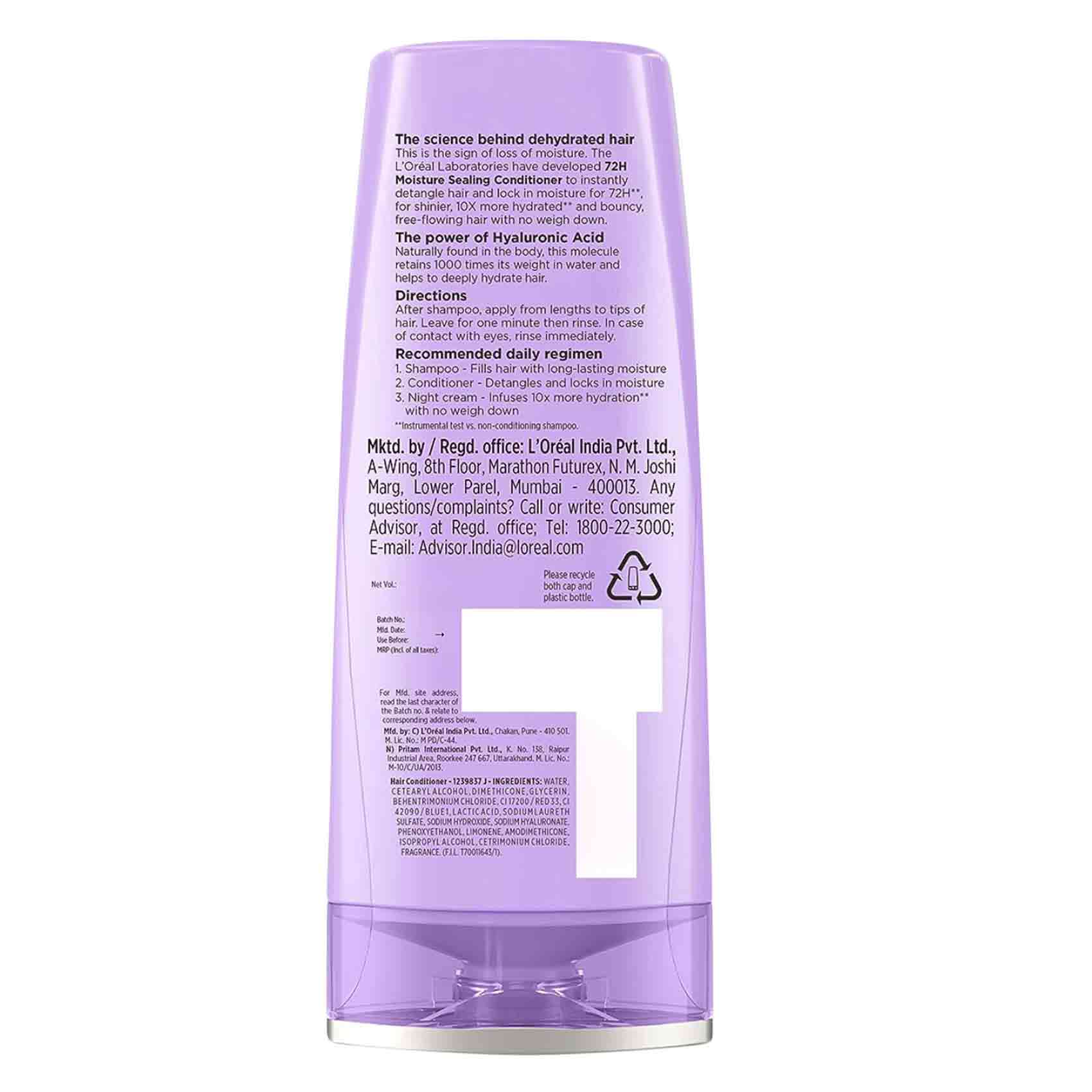 L'Oreal Paris Elvive Hair Conditioner Moisture Hyaluronic Acid 360 Ml product thumbnail 2