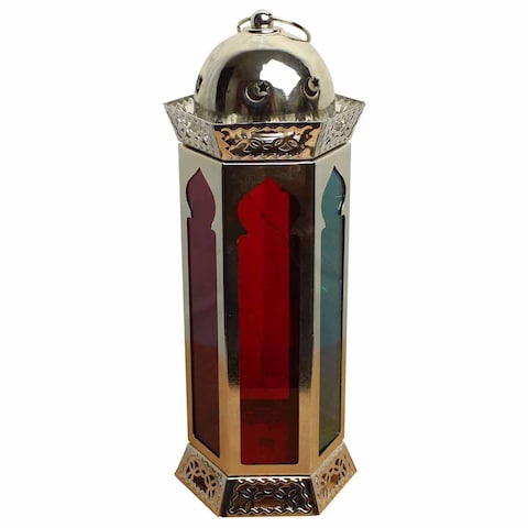 Metallic Ramadan Lantern with Lightning Candle - Small