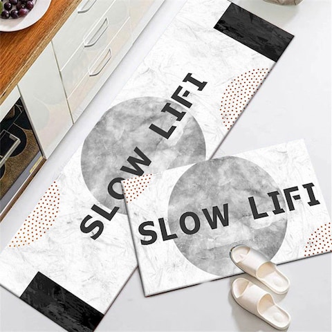 2 PCS Set Large Kitchen Mats With Thick Non Slip Bottom For Kitchen Floor With Beautiful Design (50×80CM And 50×160CM)