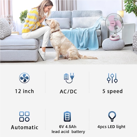 Rechargeable Oscillating Fan 5 Speed Fan 12inch 22W