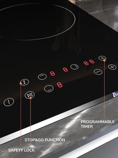 MIILLEN Built in Electric hob, 45 cm Black Glass, 3 Heating Zones, 4800W, Touch Control, MEH 451 BL, 3 Year Warranty