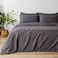 Luna Home Premium King Size 6 Pieces Bedding Set Without Filler, Solid Dark Gray Color, Satin Stripe Design