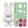BUNNY MONEY SAVER FIGURINE (9 inch - 23 cm) ACRYLIC DRIP POURING PAINT DIY SET Colors: White, Rose-Red, Fluorescent-Pink.