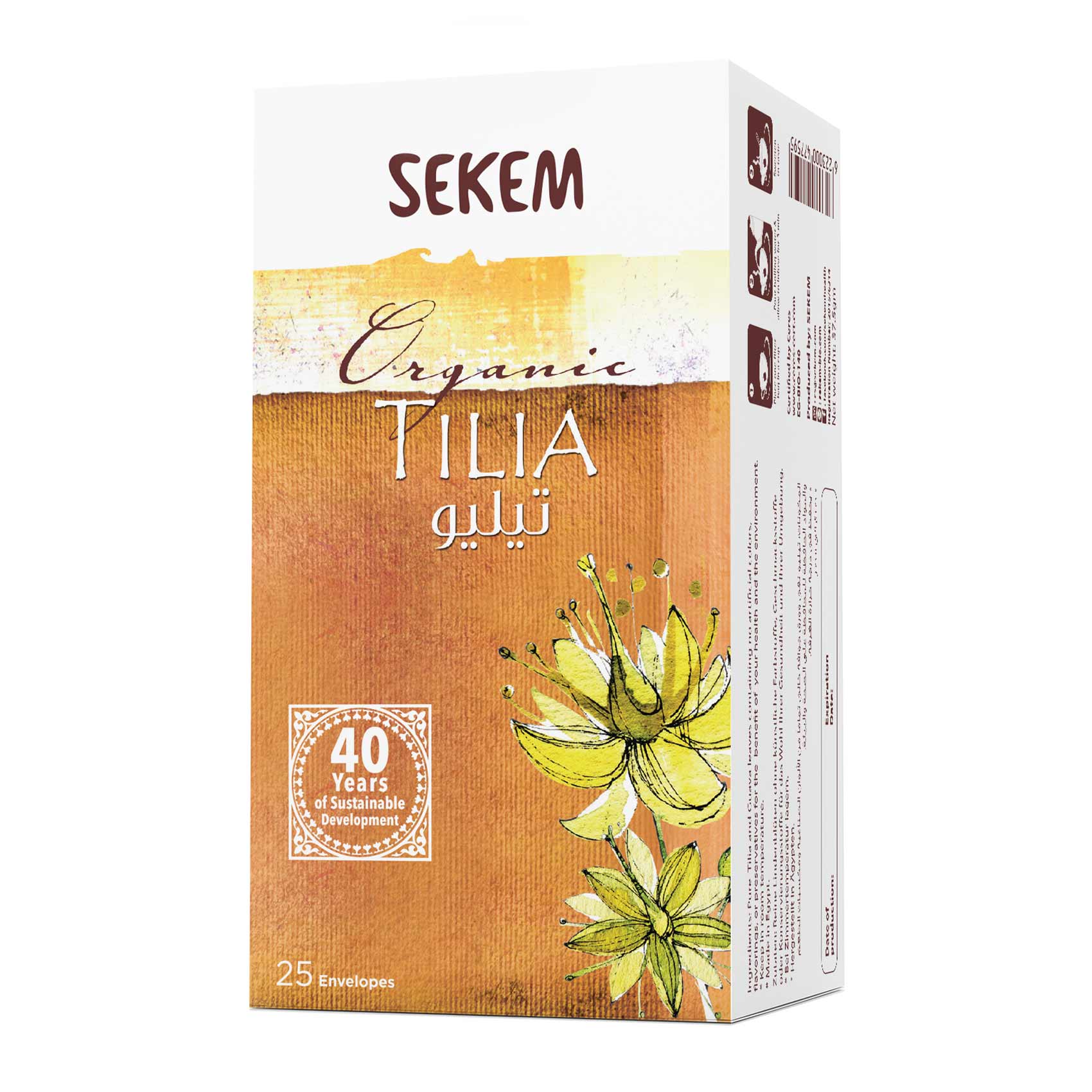 Sekem Organic Tilia Flavour Herbal Tea Bags - 25 Envelopes