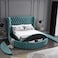 In House Lotus Velvet Bed Frame - King - 200x200 cm - Turquoise