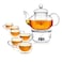 LIYING Double Wall Glass Teapot Set Combined With  Teapot 1 x 600ml ,1 Candle Warmer , Coffee and Tea cup [6 x 60ml], Heat-resistant Stovetop Dishwasher Safe Teapot with Removable Filter ,Blooming and