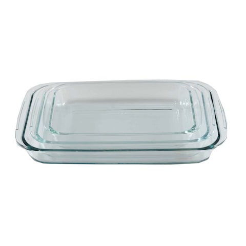 Home Maker Rectangular Glass Baking Dish Clear 3 PCS