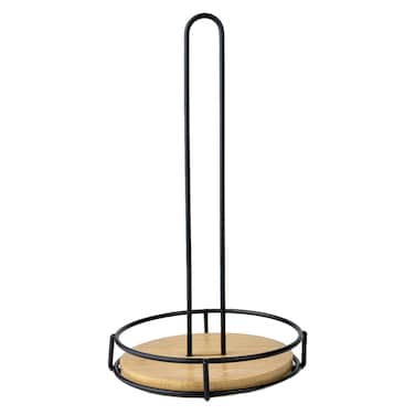 حامل مناشف بقاعدة من الخيزران  17x32 سم - أسود