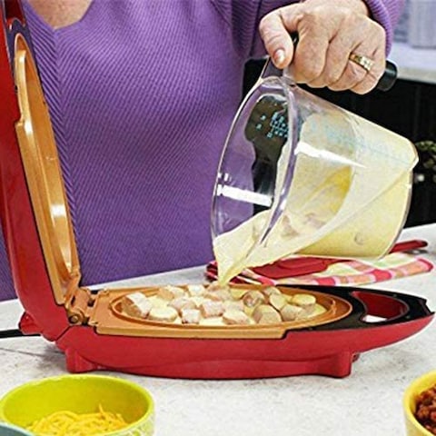 Red Copper 5 Minute Chef Electric Cooker Non-Stick Anti Scratch Surface Grill Pan for Cooking.