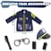 Kidwala police man costume dress up set, blue jacket &amp; blue hat police man officer outfit with realistic tool accessories walkie talkie,Cuffs &amp; gun worker tools educational costume for boys &amp; girls