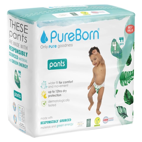 PureBorn Pull-Up Training Pants Size 4 9-15kg Multicolour 44 Diapers