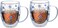 1CHASE Borosilicate Evil Eye Printed Double Wall Glass With Handle And Straw 350ml, Double Insulated Glass Cup For Hot Cold Beverages, Cappuccino - Set Of 2