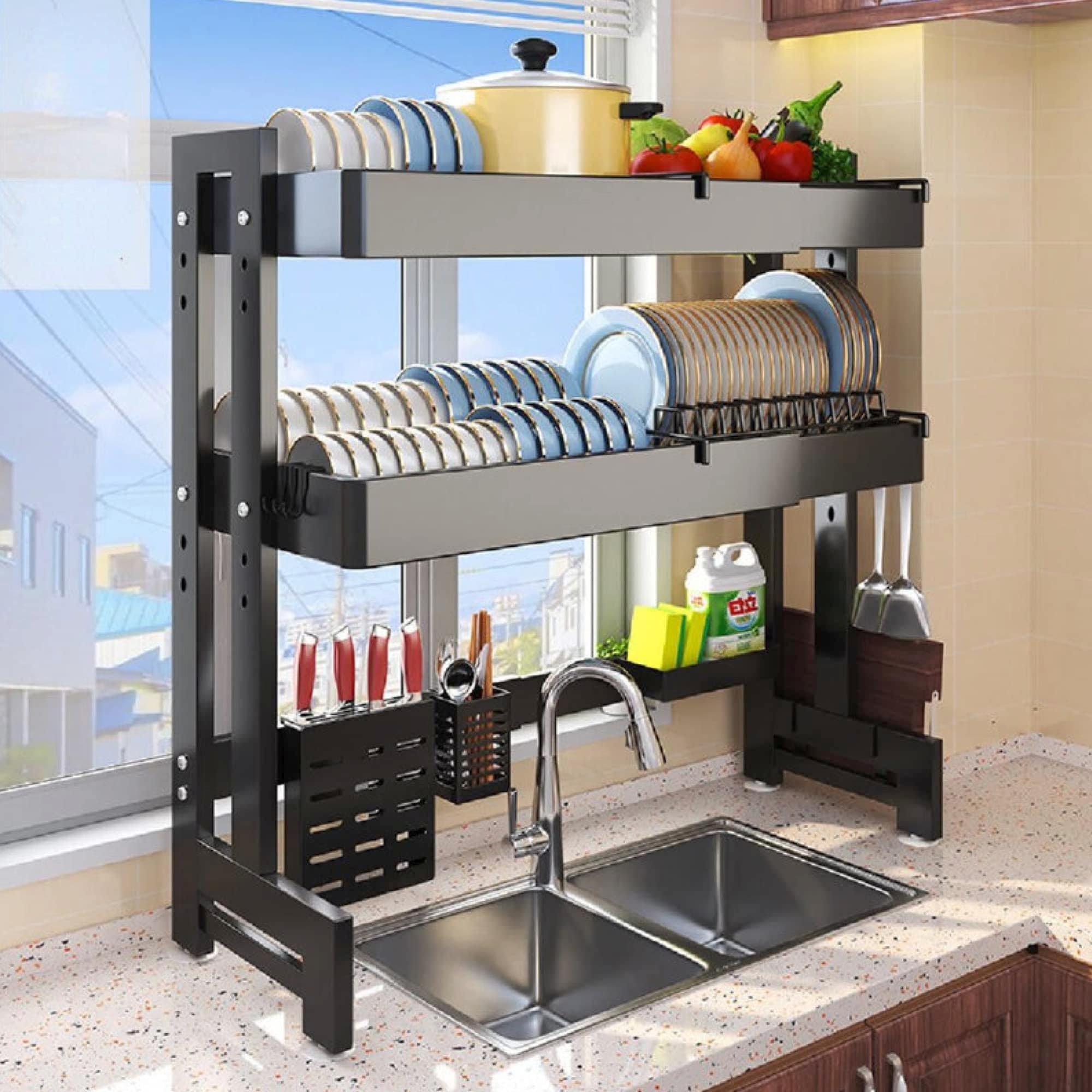 Buy HEXAR® 64 – 100 CM Length Adjustable Over The Sink Dish Rack Extra ...