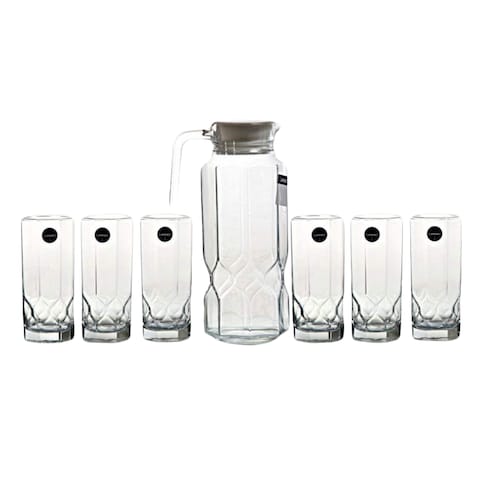 Luminarc Octime Diamond Drinkware Clear Glass 7 Pieces