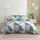 Luna Home-Queen size 6 pieces bedding set, Simply geometric print, green with grey.