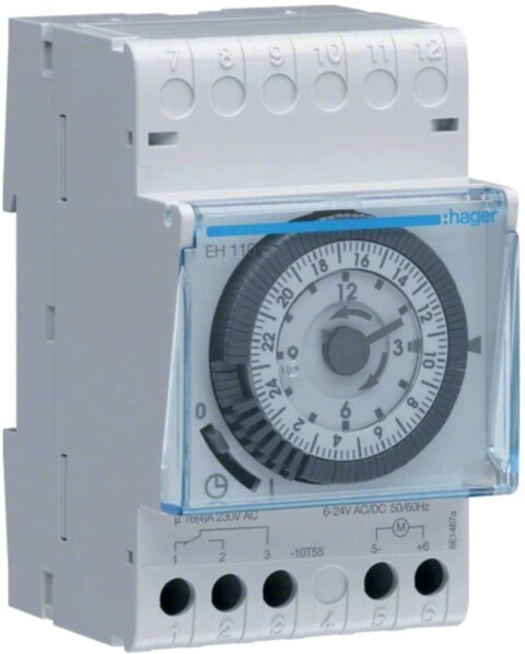 Hager Mechanical Timer 24 Hours Daily Programmable Din Rail Timer Switch EH110 230V 16A - France