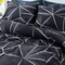 Luna Home Single Size 4 Pieces Black With Grey Geometric Design Duvet Cover Set