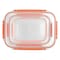 Dunya 30846 Master Rectangular Storage Container Set 3 Pieces Clear/Orange