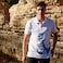 Anemoss Marine Men's Polo Collar T-shirt, Short Sleeve Golf Tennis T-shirt, 100% Cotton, M Size, White Color