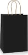 Markq Black Paper bags with handles 22 x 16 x 8 cm Small Kraft Gift bags for Birthday Party Favors, Weddings, Crafts, Packaging, Eid (24 Bags)