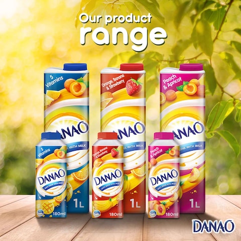 Danao Peach And Apricot Juice Drink With Milk 180ml Pack of 6