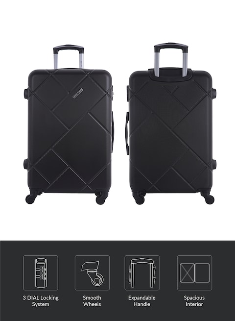 ParaJohn 3-Piece Hard Side ABS Spinner Luggage Trolley Set 20/24/28 Inch, Black