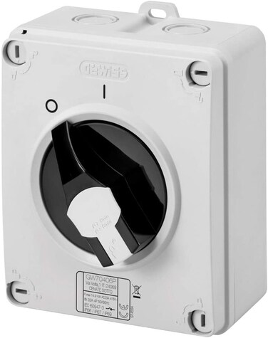 GEWISS GW70413P ISOLATOR - HP - COMMAND - ISOLATING MATERIAL BOX - 40A 2P - LOCKABLE BLACK KNOB - IP66/67/69