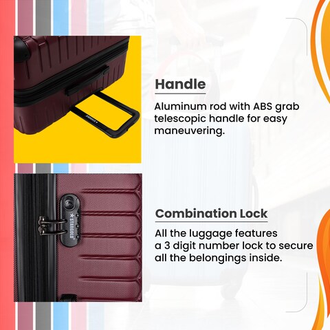 STARGOLD 4 Pack Of Hardside Spinner Number Locked Luggage Trolley