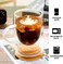Double Walled Glass Coffee Cups with Handle and with Bamboo Lid 350ml