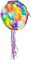 Party Time Colorful Confetti &amp; Balloons Design Birthday Pinata for Colorful Rainbow Theme Party Favor, Birthday Party Supplies Rainbow Pull String Pinata, Birthday Pinata - Party Supplies