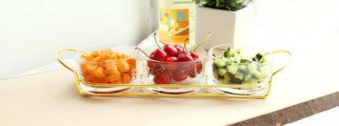 Cuisine Art 4 Pcs Dessert Set, Serving Set, Partyware Set In Color Box - Gold