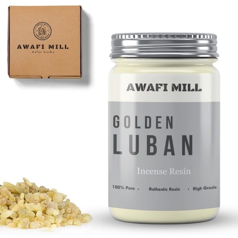 AWAFI MILL Frankincense Tears - Golden Luban   Aromatic Incense Ingredient   Pure Resin (Bottle of 50 gram / 1.7 Oz)