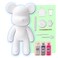 DIY CREATE YOUR OWN UNIQUE ACRYLIC FLUID POURING PAINT BEAR (9 inch - 23 cm) COMPLETE SET, colors: White, Silver, Fluorescent-Pink. Arts and Crafts, Customize Handmade Creative Birthday Gift