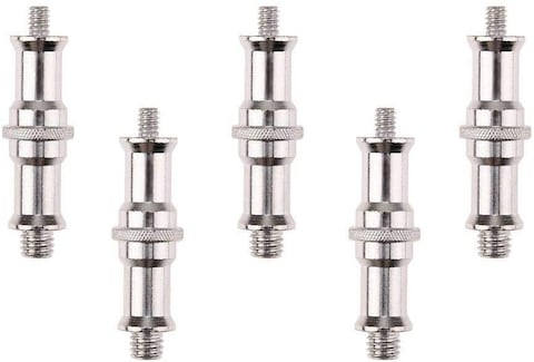 Coopic 5 Pcs Standard 1/4 To 3/8 Inch Metal Male Convertor Threaded Screw Adapter Spigot Stud For Studio Light Stand, Hotshoe/Coldshoe Adapter, Ball Head, Wireless Flash Receiver, Trigger
