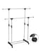 Double Pole Clothes Hanger Rack Silver/Black 86x42x162centimeter