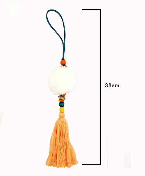 Pompom Fluffy Hanging Charm White 33cm