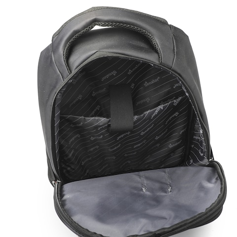 Senator Nylon Unisex Daypack 18-Inch Lightweight Backpack with Laptop Compartment Reflective Lattice Water Resistant Casual Hiking Travel Bag for Business College School Students - KH8122 (Black)