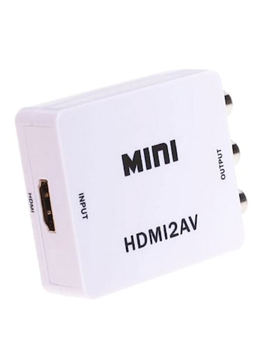Generic - HDMI To RCA AV/CVBS L/R 1080P HDMI2AV Adapter White