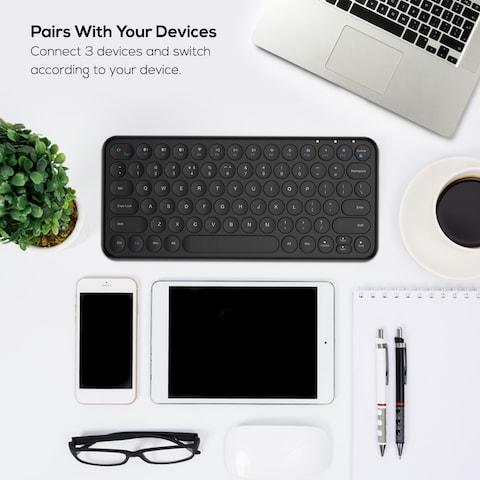SEEKEN Mini Portable Bluetooth Keyboard - Black, Multi-Device Pairing, Premium Design, High-Quality.
