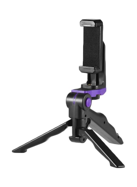 Generic - Universal Phone Tripod Stand With Adjustable Smartphone Clip Holder Bracket Black/Purple