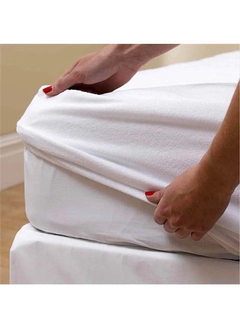 RAHALIFE Waterproof Mattress Protector Cotton Blend White 150X200X30centimeter