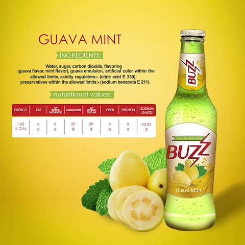 Buzz Sparkling Fruit Drink with Guava and Mint - 300 ml