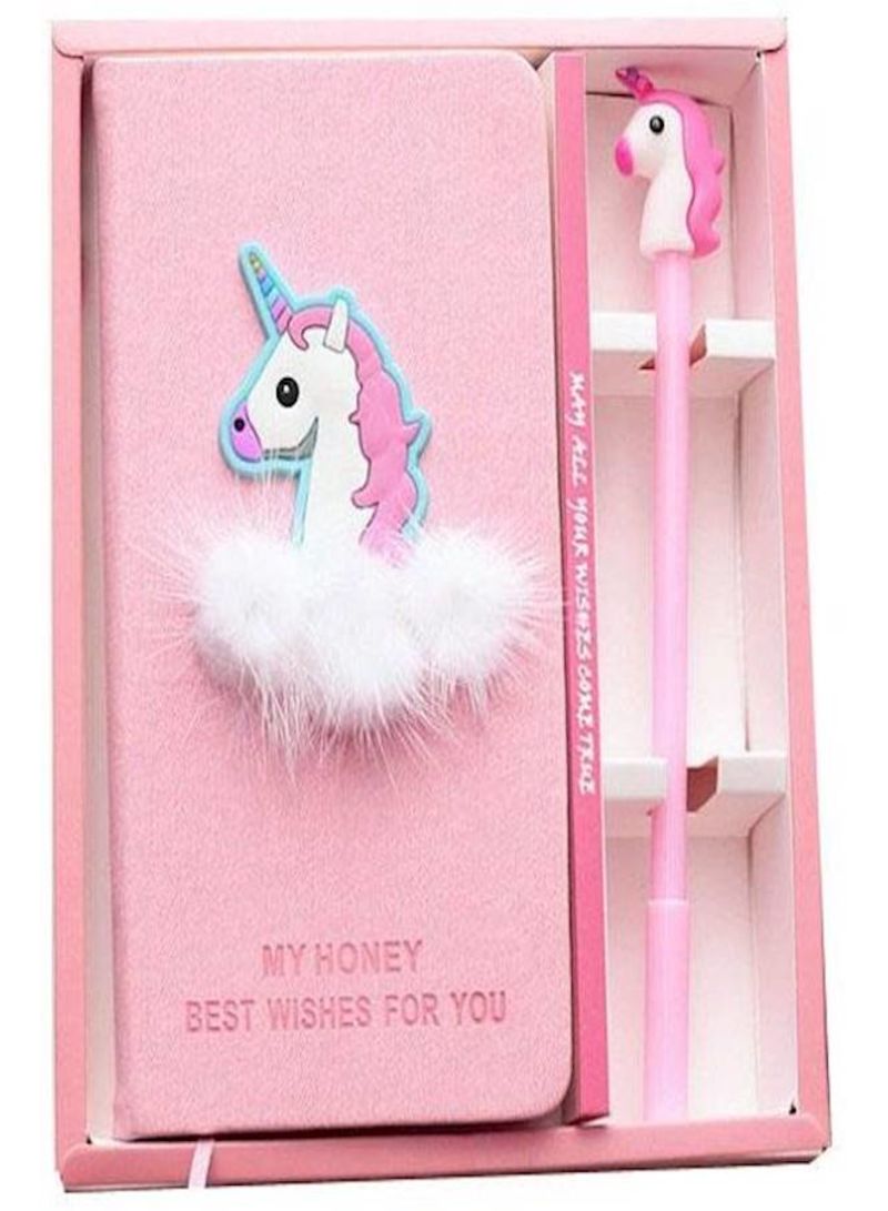 Generic Unicorn Heart Notebook With Pencil Set Pink