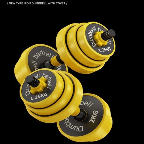 Max Strength Dumbbell And Barbell Set Weightlifting Fitness Cement Steel Rubber Adjustable Dumbbell And Barbell Set 2 In 1 (15kg)