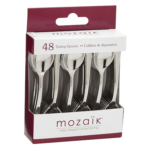 Buy Mozaik Mini Recyclable Tasting Spoons Silver 48 Piece Online